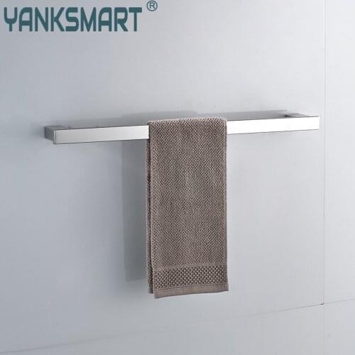 YANKSMART Chrome Finish Swivel Stainless Steel Wall Hanging Bathroom Towel Rail Holder Rack Shelf Single Bar Towel Holder