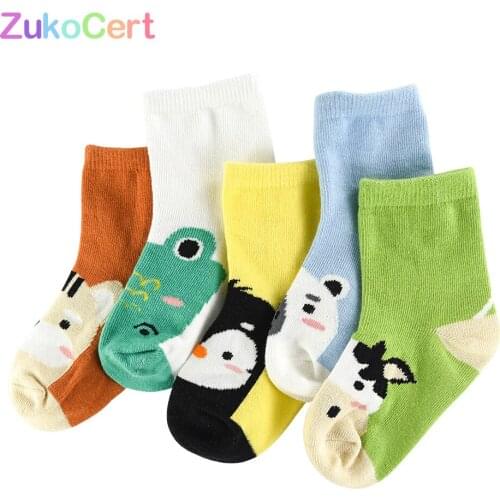 5Pairs/lot Baby Girls Boy Spring Socks Soft high quality Children Socks Unisex Animal cute Breathable Cotton Socks For 1-10 Y