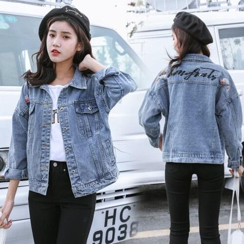 2021 Spring New Jeans Denim Jacket Female Embroidery Denim Jacket Coat Womens Loose Overcoat Korean Fashion Small Fresh Tops