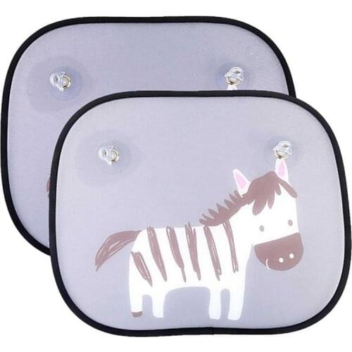 General Car Side Window Sun Shades Cute Zebra Pattern Mesh Gauze Insulation Board Sunscreen Anti Harmful UV Rays Suction Cup 2PC