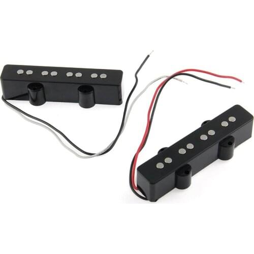 One Pair of 4 String Jazz JB Bass Pickup Bridge Neck Pickups Set Black Open Style