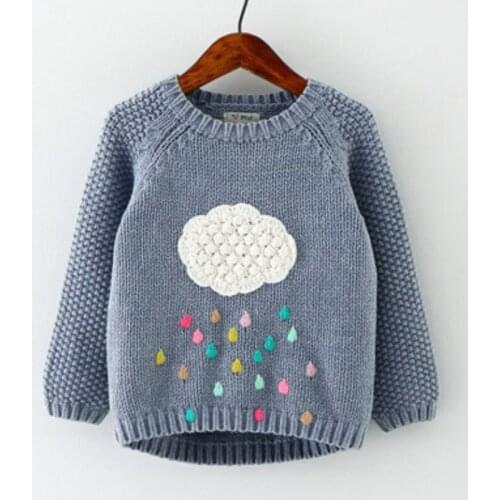 2-7 years old girls autumn winter knitted sweater jacket fashion three-dimensional embroidery thick warm quality childr clothing