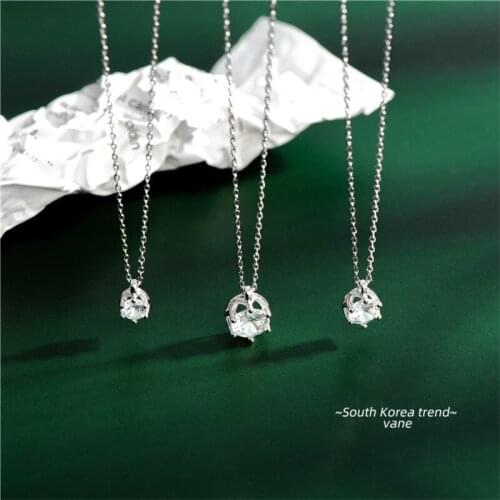 LVB126 925 Sterling Silver Necklace Pendant For Women Simple Single Diamond Necklace Pendant Silver 925 Jewelry