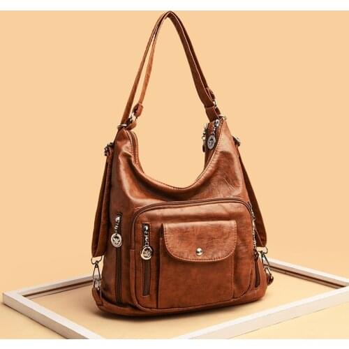 Hot Luxury Soft Leather Multifunction Women Bags Fashion Female Large Capacity Shoulder Bag High Quality Women Crossbody Handbag
