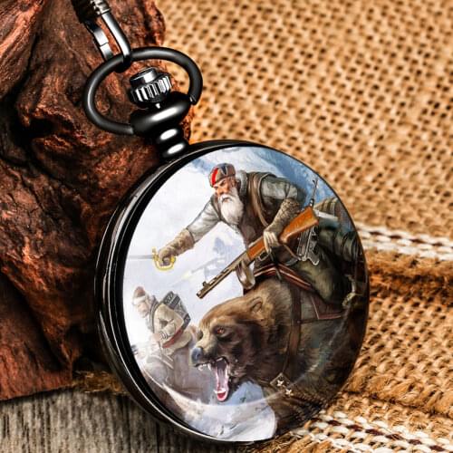 Practical Gift Brave Justice Bear Male Pocket Watch Individuality Durable Big Dial Comfortable Pendant Presents For Boyfriend