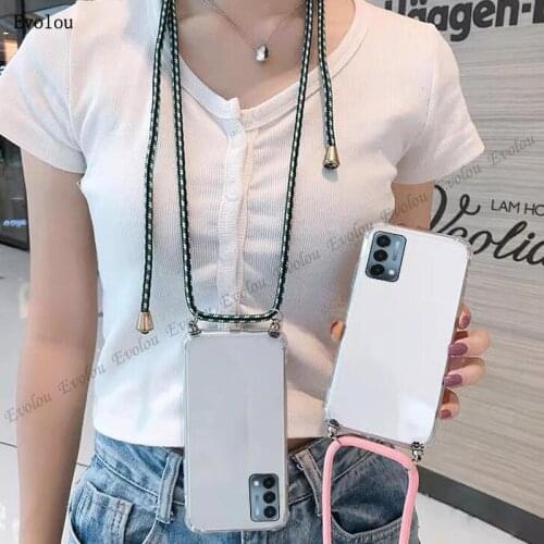 Clear Airbag Silicone Anti-fall Phone Case For Oneplus Nord N200 CE 5G Crossbody Lanyard Cord Cover For One plus Nord N100 N10