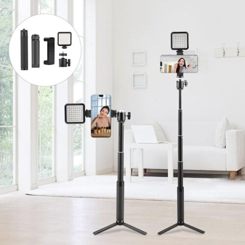 Tripod Stand with Phone Clip Holder for Smartphone Video Tripod Stand Handle Grip LED Light for Phone Live Hot Selling