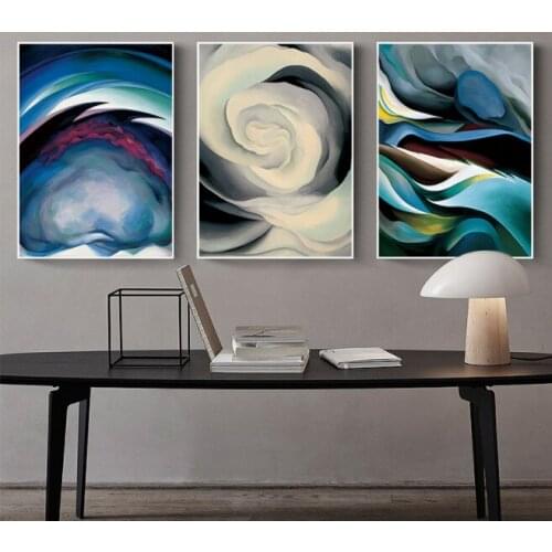Nordic Modern Elegant Abstract Geometry Cloud Decoration Living Room Study Bedroom Frameless Hanging Murals Painting Canvas