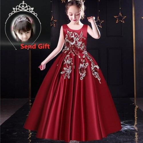 Evening princess dress first communion dress long girls flower wedding kids ball gown baby fluffy elegant costume 2020