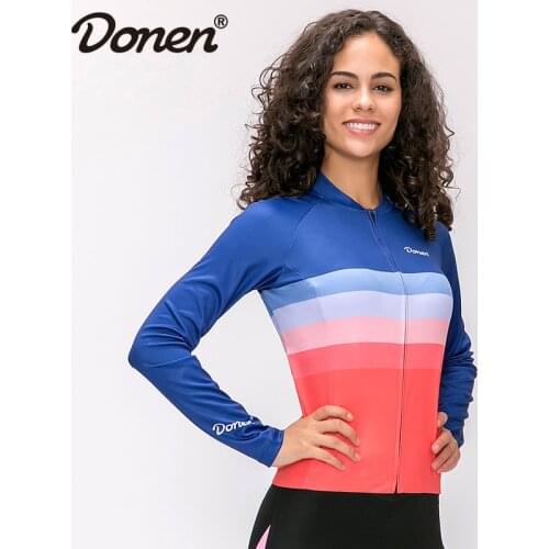Donen Men Cycling Jersey Long Sleeves Fit Comfortable Sun-protective Road Bike Tops MTB Jersey Jerseys Asian Size