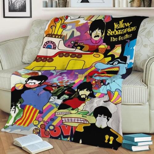 Beatles-Yellow-Submarine 3D Print Plush Blanket Throw On Sofa Home Decor Soft Warmth Washable Nap Blanket Dropshipping