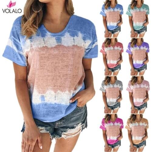 Womens Loose O Neck Short-Sleeved Printed T-shirt