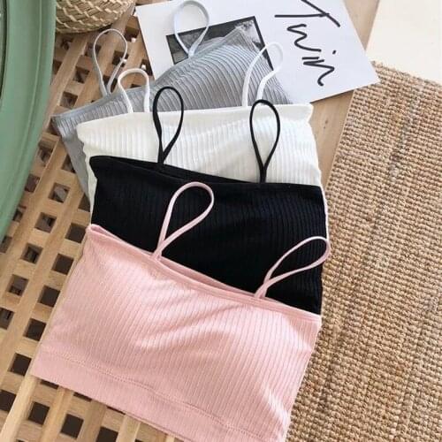 Women Comfortable Strap Short Tank Tops Solid Color Casual Sexy Crop Tops Female Fashion Tube Top