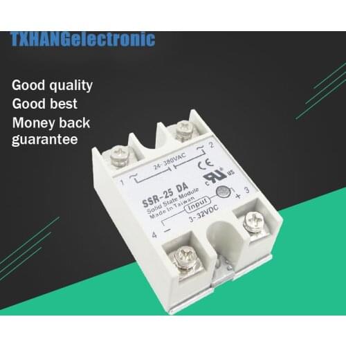 1pcs 24V-380V 25A 250V SSR-25 DA Solid State Relay Module 3-32V DC To AC