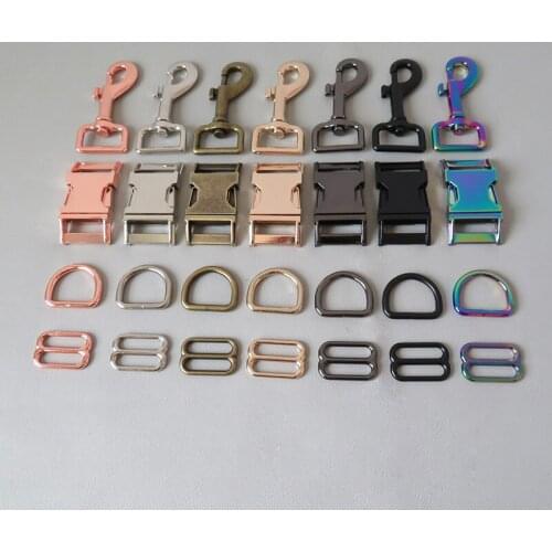 10 Sets 25mm Metal D Ring Sider Belt Release Buckle Carabiner Snap Clip Hook For Dog Collar Leash Leads Lobster Clasp Accessory