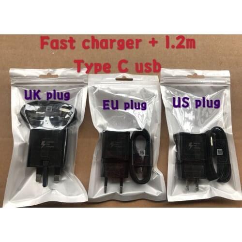 100sets/lot 5V 2A US/EU/UK Plug Fast Charging Travel adapter Wall Fast Charger + 1.2M Type C Usb Data Cable with opp bag
