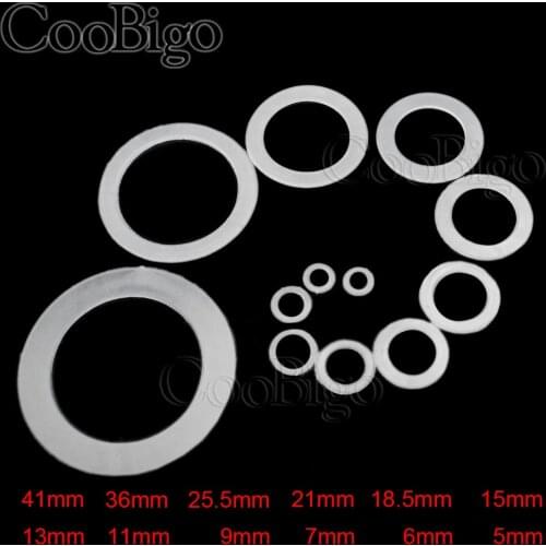 100pcs Plastic Clear Nylon Washer Shim Spacer Washer Gasket Rings Eyelets O-Ring Flat 12 Size Pick M5~M41