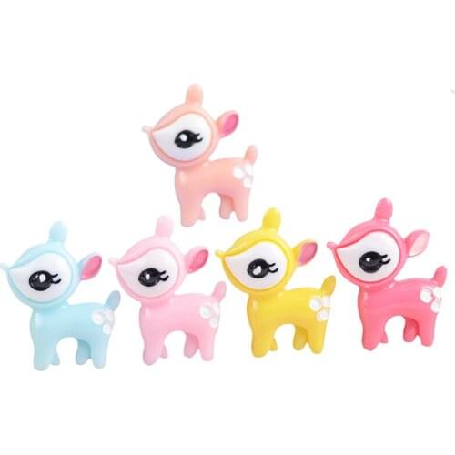 20Pcs 30mm Cartoon deer Resin Hair Accessories Flat Back Figurine scrapbook Fridge Applique DIY Wedding Brooch Home Decor Craft