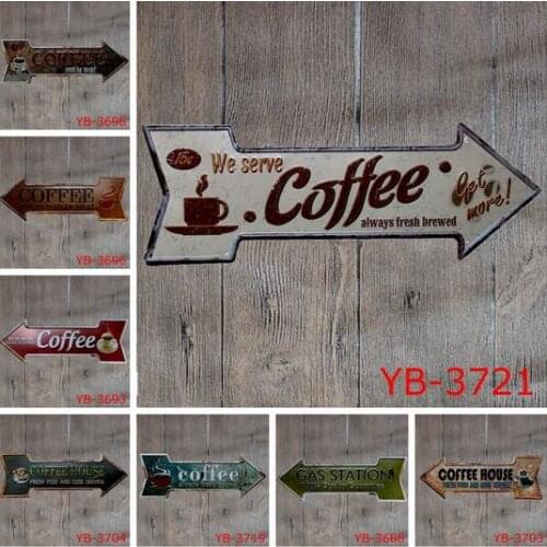 20pcs Coffee Beer Garage cupcake Exit Vintage Arrow Irregular Tin Sign Gift Craft Wall Plaque Cafe Supermarket Decor
