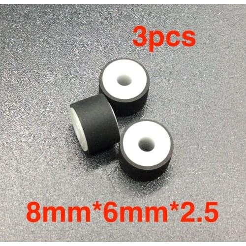 3pcs 8mm*6mm*2.5 wheel belt pulley rubber audio pressure pinch roller for vintage cassette deck tape recorder Stereo player