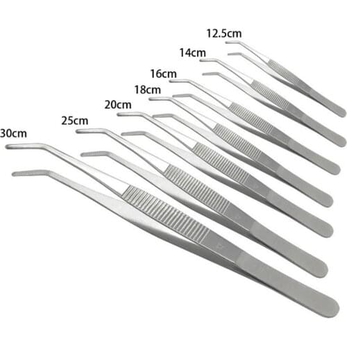 3pcs/pack Medical Elbow Curve Tweezers Surgical Dental Precision Heat Resistant Cleaning Tooth Dental Extration Tool