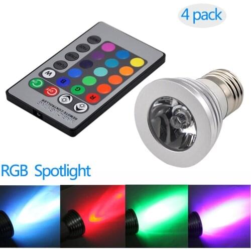 4Pack LED RGB Bulb Lamp E27 GU10 GU5.3 AC110-240V 3W RGB Spot Blubs Light Magic Holiday RGB lighting+IR Remote Control 16 Colors