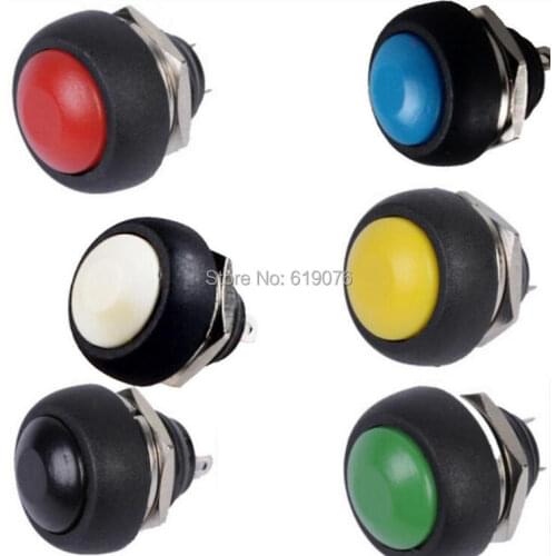 5pcs PBS-33B Black Red Green Yellow 12mm Waterproof Momentary Push button Switch Sales