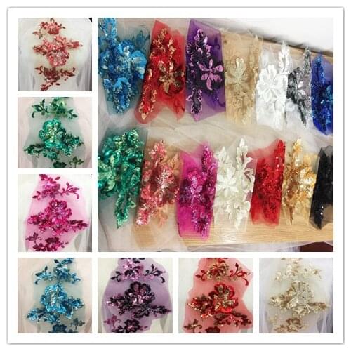 6PCS/Lot Sequins Embroidery Lace Flowers Wedding Handmade Materials Clothing, Decoration, Catwalk, Stage PerformanceRS2619