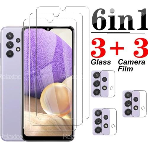 6 in 1 Tempered Glass Phone Screen Protector For Samsung Galaxy A32 5G Protective a 32 4G sm-a326f/dsn 6.5'' Camera Lens Film