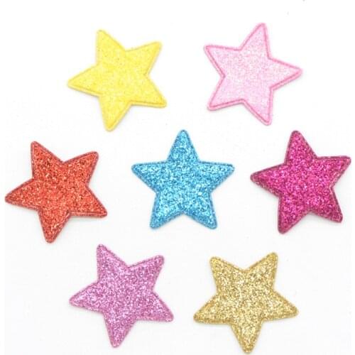 80Pcs 25mm Mixed Glitter Leather Star Appliques for Crafts Clothes Shoes Sticker DIY Hair Bow Ornament Patches Accessories G53