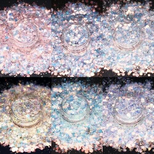 10ml Mermaid Hexagon Nail Glitter Sequin Powder Holographic 3D Sparkly Paillette Flakes Shining Charm Art Sequins