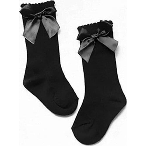 Baby Newborn Girls Solid Bow Knot Socks Knee High Leg Warmer Spring Infant Toddler Princess Socks Baby Clothing 0-4T