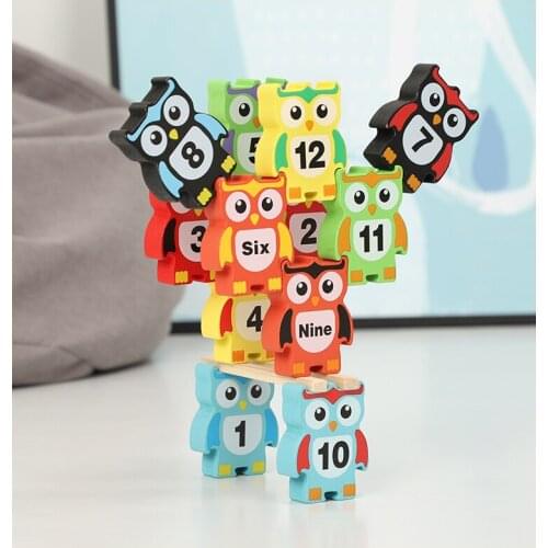 Childrens Puzzle Wooden Balance Folding Music Building Block Color Large Digital Owl Bear Kitten Folding High Kindergarten Toy
