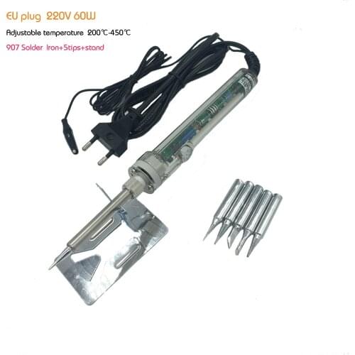 GJ 907 EU Adjustable constant temperature Lead-free Internal heating electric soldering iron Soldering Station +5pcs tip 220V60W