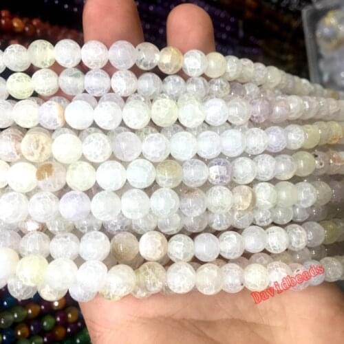 Fctory Price Natural Stone White Dragon Vein Agat Round Loose Beads 16" strand 4 6 8 10 12MM Pick Size For Jewelry Making