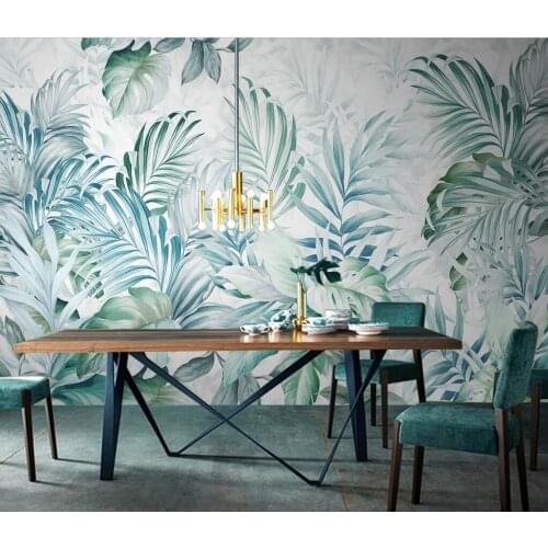 Beibehang custom Tropical plant leaves wallpaper for living room decor mural carving background wall paper decoration salon