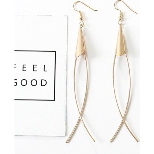 Geometric Long Tassel Drop Earrings Trumpet Distortion Dangle Earring For Women Jewelry Zinc Alloy Gold Silver Color Accessory