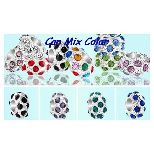 Rt454one Loose DIY silver plated big hole spacer Wheel Beads European Bead Bracelet necklace crystal