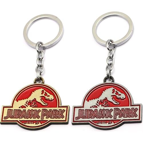 HSIC Movie Jurassic Park Keychain Jurassic World Metal Keyring Holder Chaveiro Women Men Jewelry Souvenir Wholesale HSIC12890