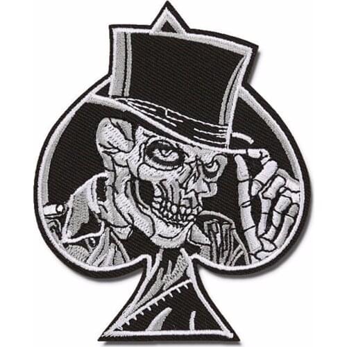 JX-LCLYL 1pc New Heart Skull Punk Ace of Spades Embroidered Sew On Iron On Patch Badge Fabric