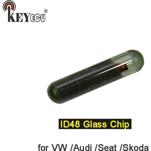 KEYECU 1x/ 2x ID48 Glass Chip Transponder Remote key Chip Auto Car key Blank Chip For Volkswagen V*W Audi Seat Skoda