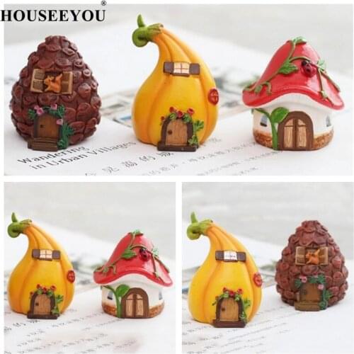 Creative Cute Cartoon Resin Garden Miniatures DIY Crafts Fairy Figurines Mini House Decoration Micro Landscape Flowerpot Scene