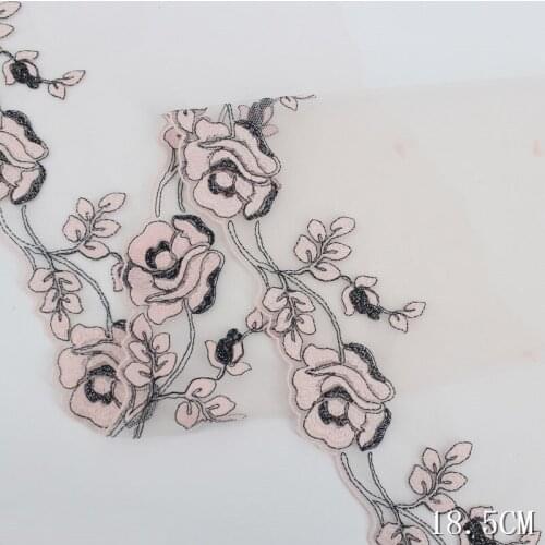 27Yards Floral Embroidery Lace Trim Light Pink Rose Flowers Tulle Lingerie Underwear Clothes Accessories Bra Sewing Fabric New