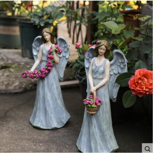 Angel wings modeling figure european-style flower fairy furnishing resin angel figure sculpture fur human resin Character statue