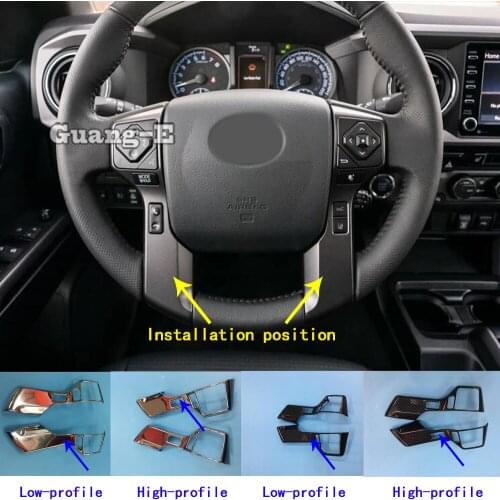 For Toyota Tacoma 2015 2016 2017 2018 2019 2020 Car Detector Stick Cover ABS Steering Wheel Interior Kit Trim Frame Parts 2pcs