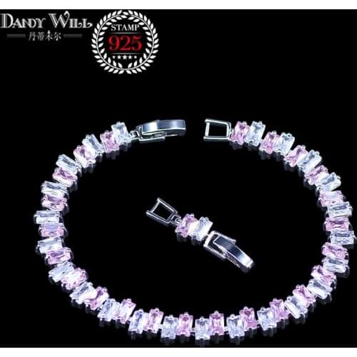 Best Birthday Present Silver Color Jewelry Purple Green Colors Cubic Zirconia Stone Tennis Bracelets Unforget Gift