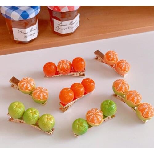 Girls Cute Cartoon Fruit Colorfur Hairpins Sweet Hair Clip Barrettes Headband Kids Fashion Hair Accessories Creative Fun Orange