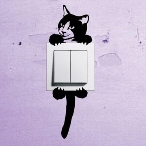 Cute Cat Baby HAPPY,SMILING Light Switch Funny Wall Decal Vinyl Stickers 3SS0221