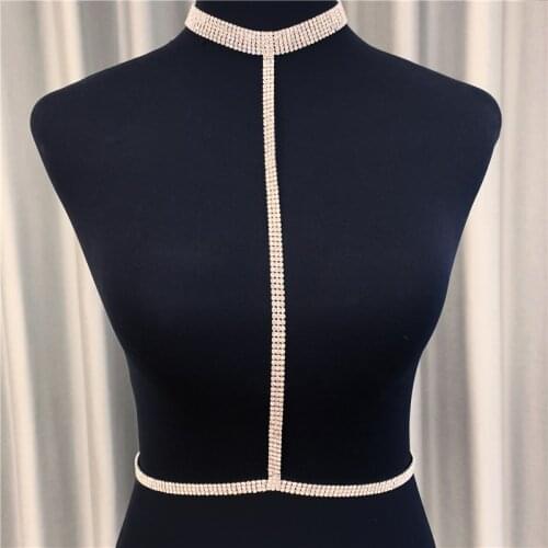 Fashion Luxury Siamese Long Body Chain New Design Bling Rhinestone Crystal Snake Bikini Chest Chain Valentines Day Gift