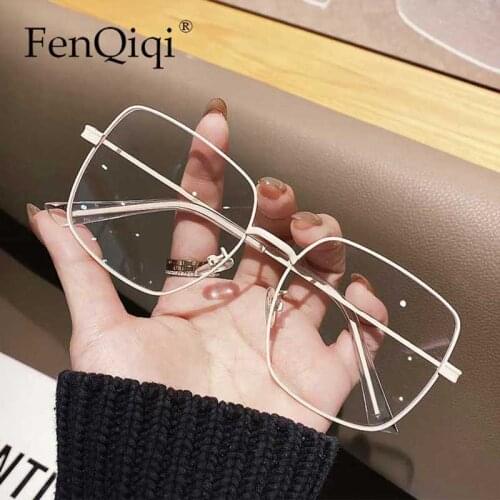 Fashion Metal Optical Frame Sunglasses Vintage Square Brand Designer Anti-blue Light Matte Oversized Eye Glasses